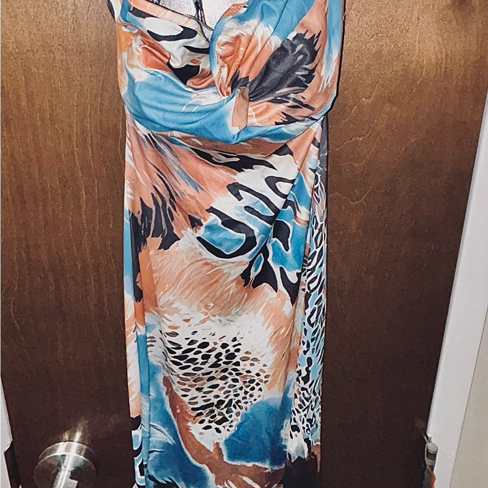 NWT New Backless Multicolor Dress Elegant Stretch- Get it while you can!